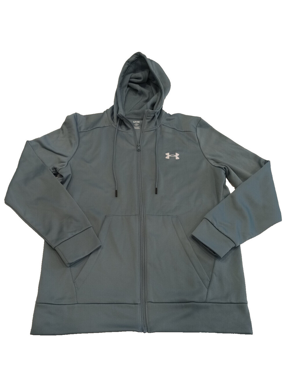 Under Armour Hoodie Mens Small Blue Green Full Zip Fleece Loose Fit Logo S